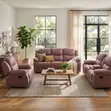 6-Seater Light Pink Fabric Recliner Sofa - 5