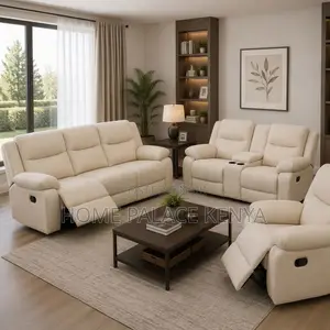 Home Palace Sofa ya Recliner Nyeupe 6-Seater