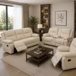 Home Palace 6-Seater Light White Fabric Recliner Sofa - 1