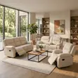 Home Palace 6-Seater Light White Fabric Recliner Sofa - 2