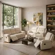 Home Palace 6-Seater Light White Fabric Recliner Sofa - 3