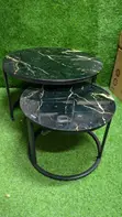 Glass Marble Nesting Table - Black - 2