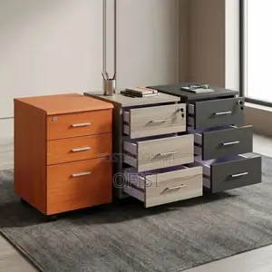 Mobile Office Cabinet with 3 Drawers - Brown