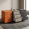 Mobile Office Cabinet with 3 Drawers - Brown - 1