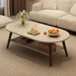 Minimalist Oval Coffee Table With a Lower Storage Shelf - 2