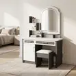 Modern Dressing Table with Mirror and Storage - White - 2