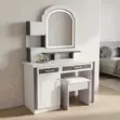 Modern Dressing Table with Mirror and Storage - White - 3