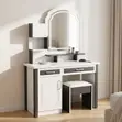 Modern Dressing Table with Mirror and Storage - White - 5