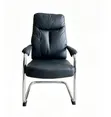 Black Visitors Chair With Chrome Padded Armrests - 1