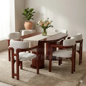 Dining Table Set - 6 Seater Upholstered Chairs