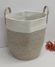 Large Decorative Woven Cotton Rope Laundry Basket with Handles - 2