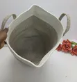 Large Decorative Woven Cotton Rope Laundry Basket with Handles - 3