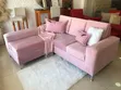 Brand New L-Shaped Pink Velvet Sectional Sofa - 2