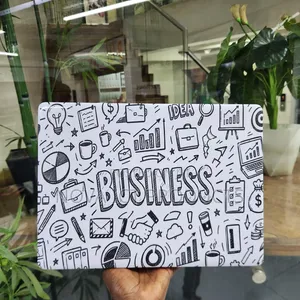 Black-and-White Hand-Drawn Business Doodle Laptop Skin