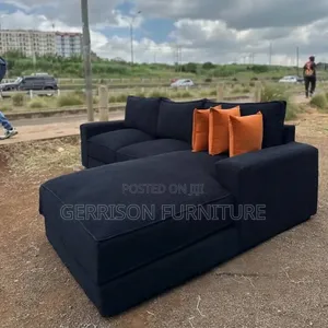 Cozy Premium Black Corduroy Sectional Couch - Ukubwa Maalum