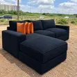 Cozy Premium Black Corduroy Sectional Couch - Ukubwa Maalum - 3