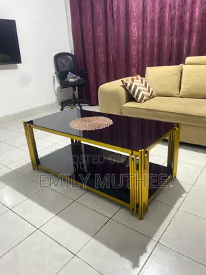 Elegant Black & Gold Glass Coffee Table