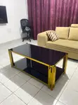 Elegant Black & Gold Glass Coffee Table - 2
