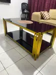 Elegant Black & Gold Glass Coffee Table - 3