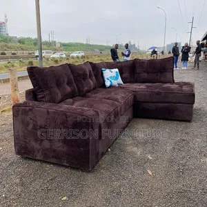 Premium 5-Seater Chocolate Brown Corduroy L-Shaped Sofa Set