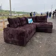 Premium 5-Seater Chocolate Brown Corduroy L-Shaped Sofa Set - 1