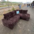 Premium 5-Seater Chocolate Brown Corduroy L-Shaped Sofa Set - 2