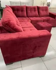Premium 6-Seater Maroon Velvet L-Shaped Corner Sofa Set with Pouf - 2
