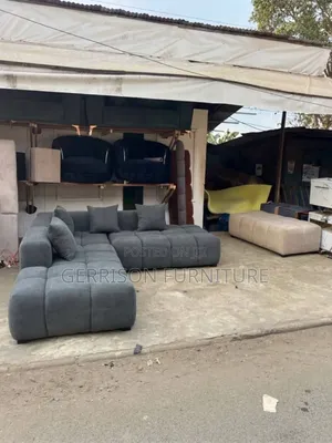 Sofa Kubwa ya Kula Viti 5 Nyeusi ya Kijivu yenye Mfumo wa L