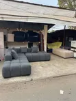 Sofa Kubwa ya Kula Viti 5 Nyeusi ya Kijivu yenye Mfumo wa L - 1