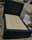 Kitanda cha Kitambaa Nyeusi cha 4x6 chenye Kichwa cha Kichwa - 2