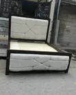 5x6 Geometric Tufted Bed Frame - White & Brown - 1