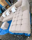5 Seater L-Shaped Beige Bubble Sofa - 1