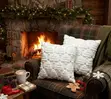 White Decorative Christmas Plush Throw Pillow Cases - 2