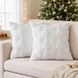 1PC White Plush Christmas Throw Pillow Case - 1