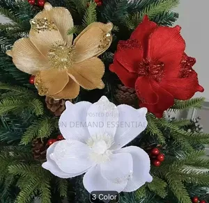 Maua ya Krismasi ya Dhahabu yenye Glitter ya Tabaka 3