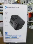 Powerology Universal Travel Adapter 2.4A + PD 45W - Nyeusi - 1