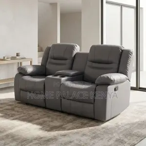 Kochi ya Recliner ya Seater 2 ya Kisasa - Ngozi ya Kijivu