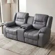 Kochi ya Recliner ya Seater 2 ya Kisasa - Ngozi ya Kijivu - 2