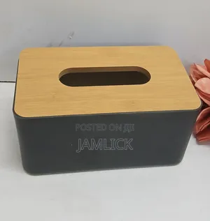 Rectangular Tissue Box Holder With Bamboo Lid for Dining Table - Bz
