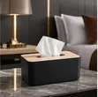 Rectangular Tissue Box Holder With Bamboo Lid for Dining Table - Bz - 4