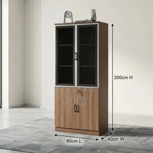 Wooden Office Cabinet with Glass Doors
