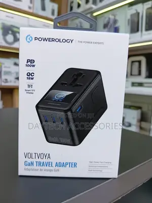 Powerology Voltvoya Travel Adapter 100W PD TFT Display - Black