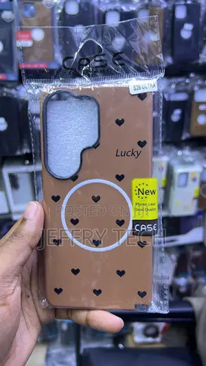 Matte Brown Magnetic TPU Case with Black Hearts for Samsung Galaxy S26 Ultra