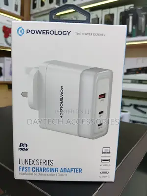Powerology Lunex Series PD 100W Fast Charging Adapter - White