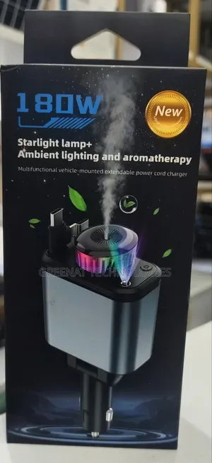 5-in-1 180W Fast Car Charger with Aromatherapy & Starlight