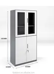 Half Glass Metallic Office Cabinet with 4 Swing Doors - 1