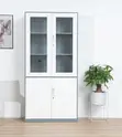 Half Glass Metallic Office Cabinet with 4 Swing Doors - 2