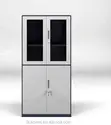 Half Glass Metallic Office Cabinet with 4 Swing Doors - 4