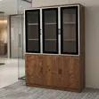 3-Door Wooden Glass Filing Storage Cabinet - 1