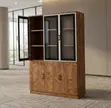 3-Door Wooden Glass Filing Storage Cabinet - 2